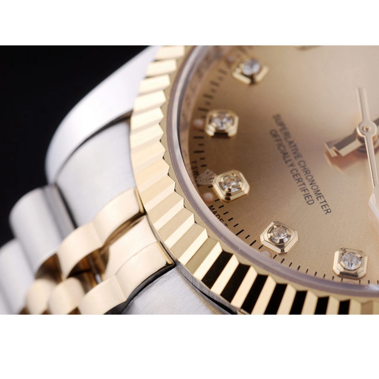 Aaa replica watch Datejust Rolex Ribbed Gold 7452 Bezel Dial Diamonds 0821